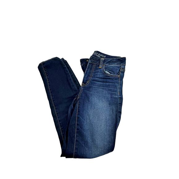 American Eagle Lot 3 Hi Rise Jegging Super Stretch Jean Light Med Indigo Wash 2 - Picture 6 of 12